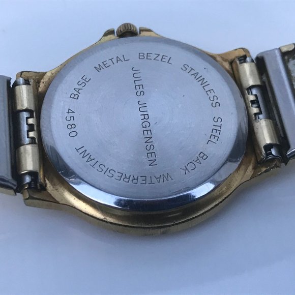 Jules Jurgensen Watch Slimline Quartz Gold Tone Vi - Picture 8 of 10